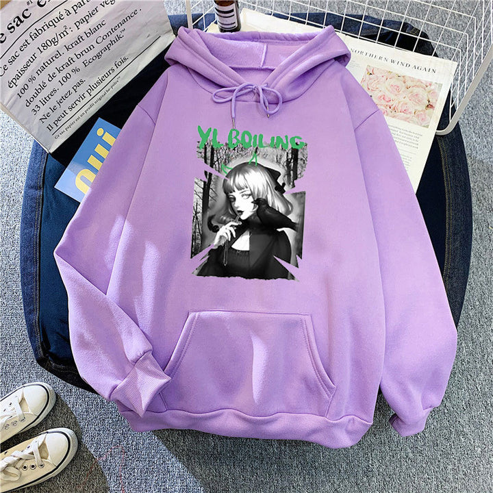 Kvinnors hooded sweatshirt med avantgardistisk grafisk design Mirla-Eva Jonsson