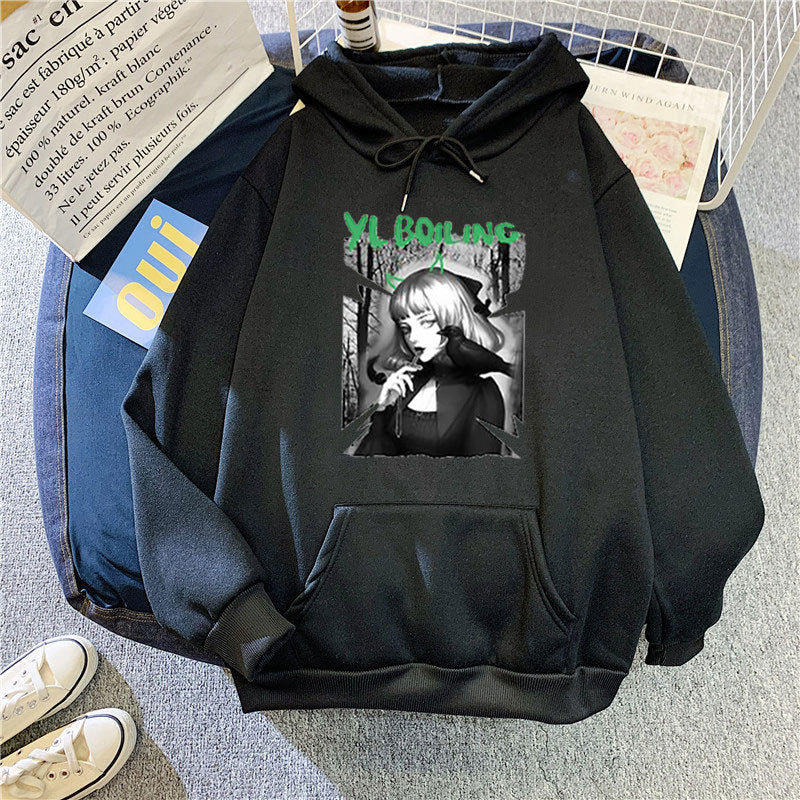 Kvinnors hooded sweatshirt med avantgardistisk grafisk design Mirla-Eva Jonsson