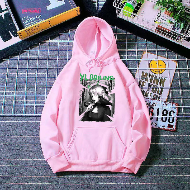 Kvinnors hooded sweatshirt med avantgardistisk grafisk design Mirla-Eva Jonsson