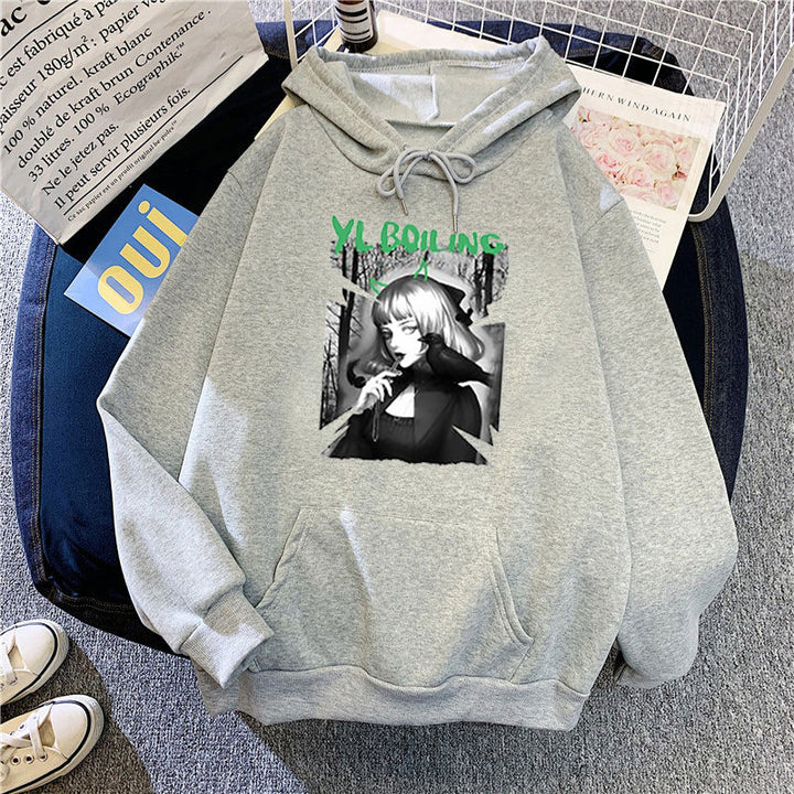 Kvinnors hooded sweatshirt med avantgardistisk grafisk design Mirla-Eva Jonsson