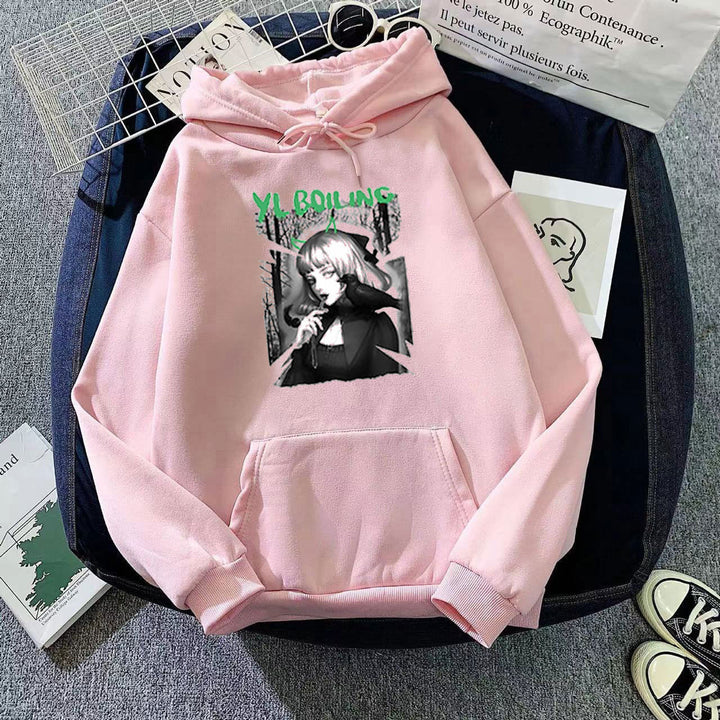 Kvinnors hooded sweatshirt med avantgardistisk grafisk design Mirla-Eva Jonsson