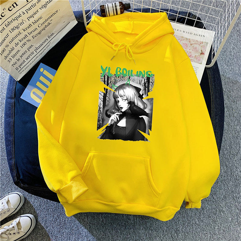 Kvinnors hooded sweatshirt med avantgardistisk grafisk design Mirla-Eva Jonsson