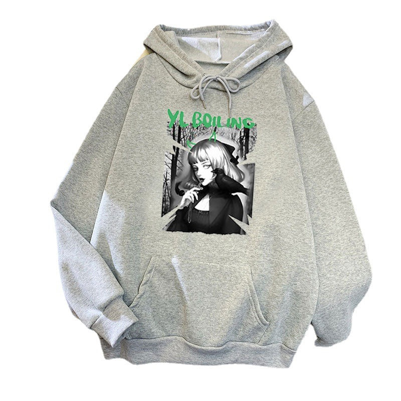 Kvinnors hooded sweatshirt med avantgardistisk grafisk design Mirla-Eva Jonsson