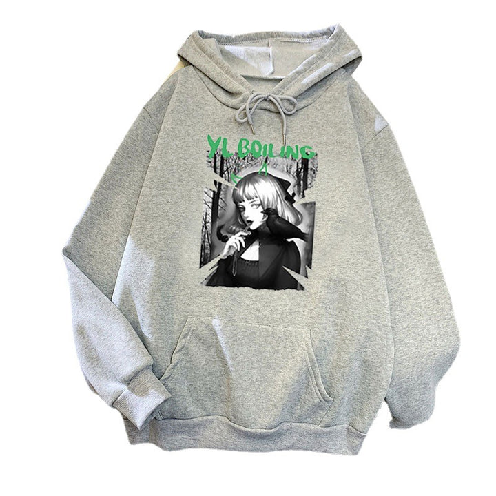 Kvinnors hooded sweatshirt med avantgardistisk grafisk design Mirla-Eva Jonsson