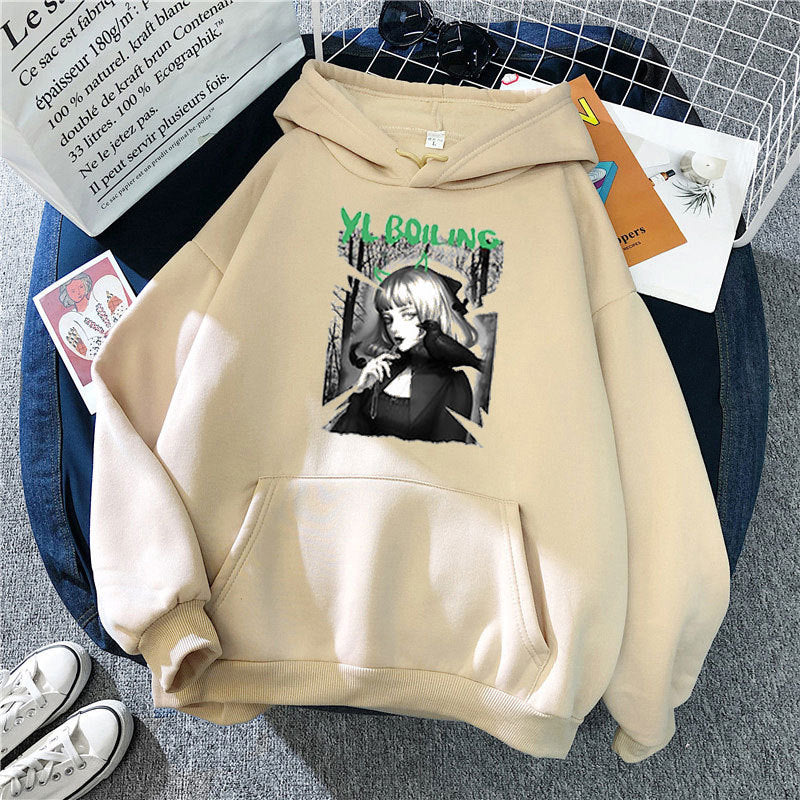 Kvinnors hooded sweatshirt med avantgardistisk grafisk design Mirla-Eva Jonsson