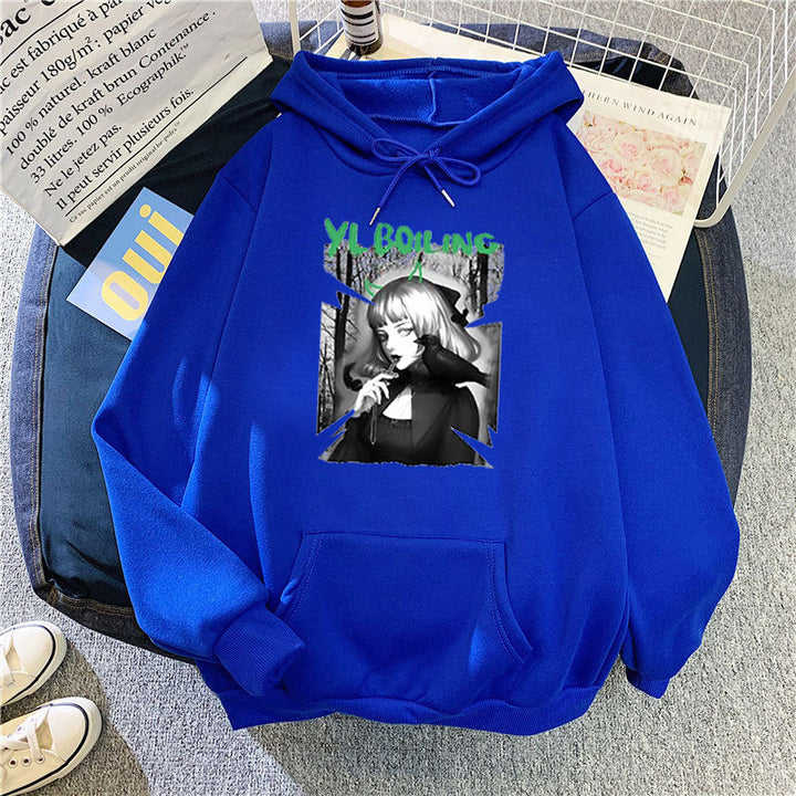 Kvinnors hooded sweatshirt med avantgardistisk grafisk design Mirla-Eva Jonsson