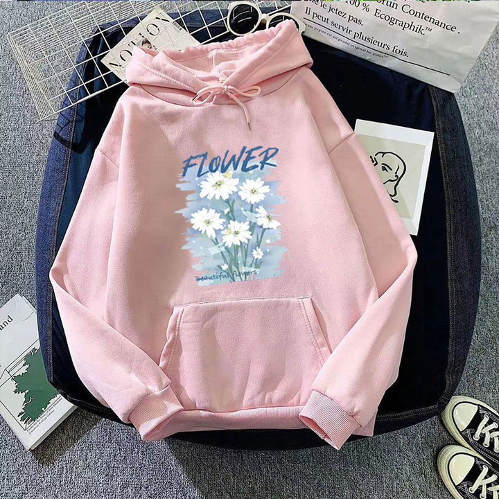 Kvinnors hooded sweatshirt med blommig grafisk tryck Mirla-Eva Jonsson