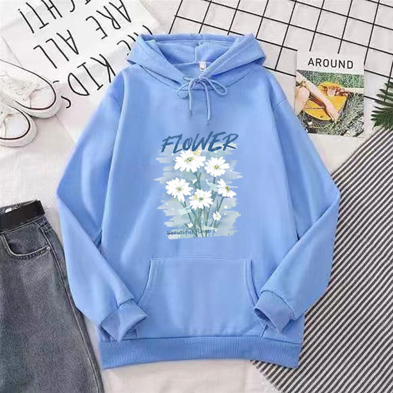 Kvinnors hooded sweatshirt med blommig grafisk tryck Mirla-Eva Jonsson