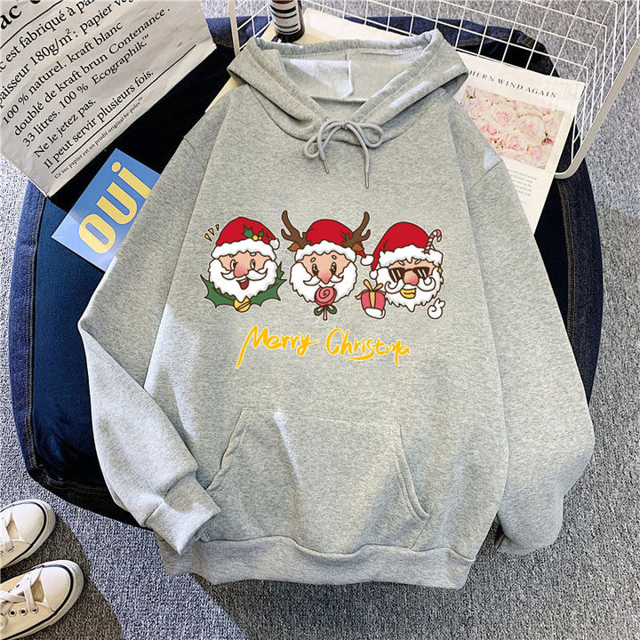 Kvinnors hooded sweatshirt med festligt julmotiv Mirla-Eva Jonsson