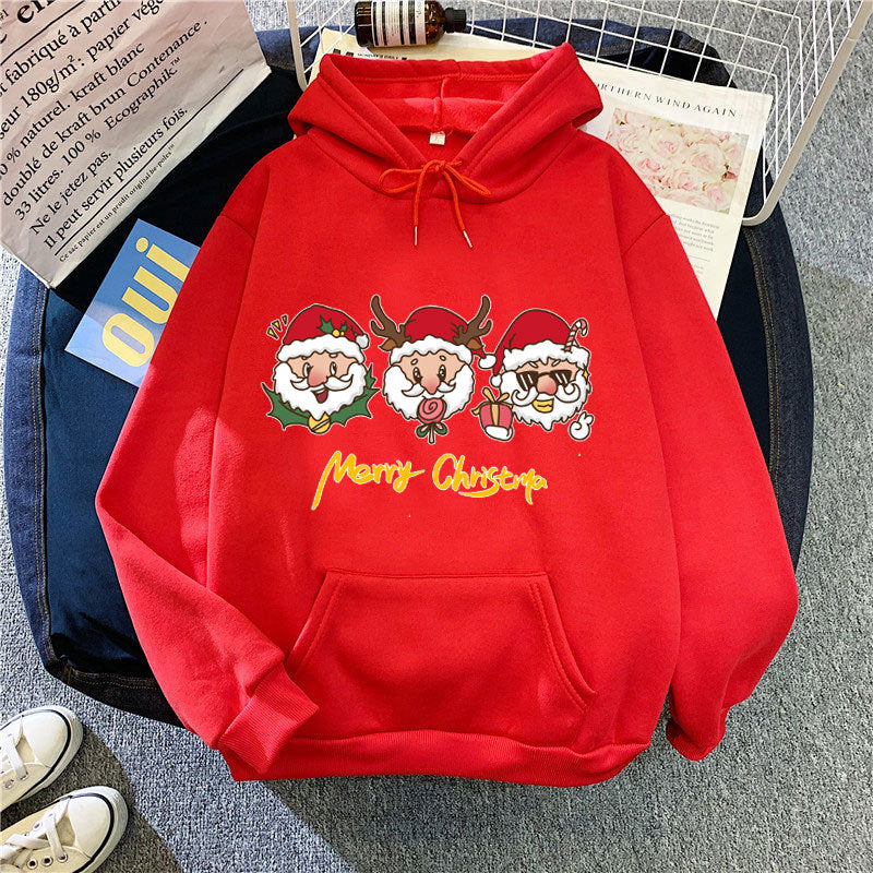 Kvinnors hooded sweatshirt med festligt julmotiv Mirla-Eva Jonsson