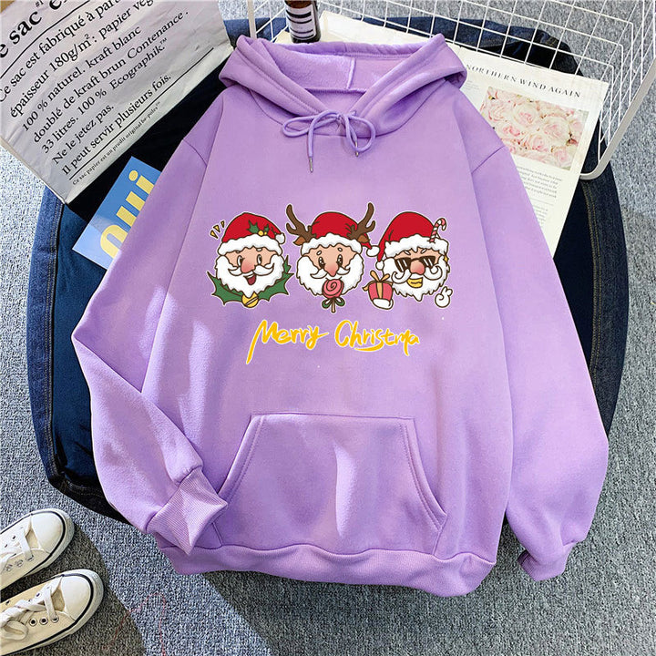Kvinnors hooded sweatshirt med festligt julmotiv Mirla-Eva Jonsson