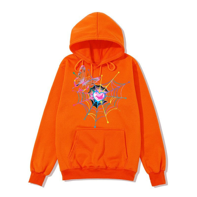 Kvinnors hooded sweatshirt med konstnärlig fjärils spindelnätsmotiv Mirla-Eva Jonsson