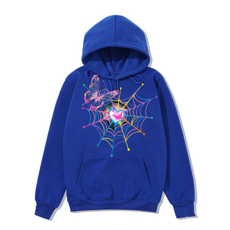 Kvinnors hooded sweatshirt med konstnärlig fjärils spindelnätsmotiv Mirla-Eva Jonsson