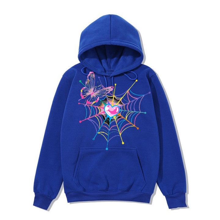Kvinnors hooded sweatshirt med konstnärlig fjärils spindelnätsmotiv Mirla-Eva Jonsson