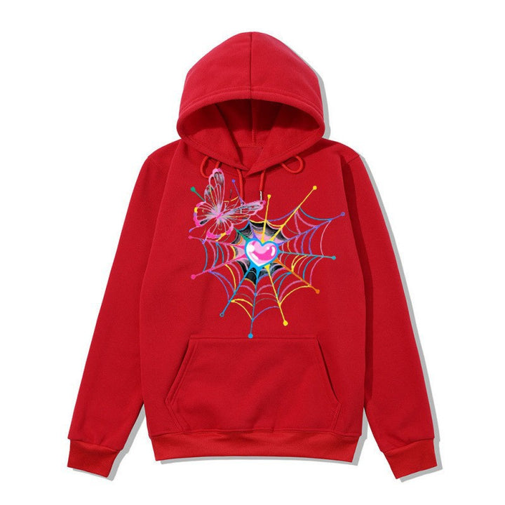 Kvinnors hooded sweatshirt med konstnärlig fjärils spindelnätsmotiv Mirla-Eva Jonsson