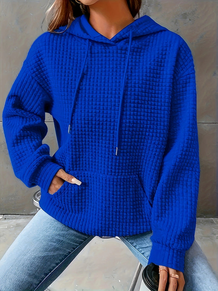 Kvinnors hoodie i strukturerat våffelmönster med sidofickor Mirla-Eva Jonsson