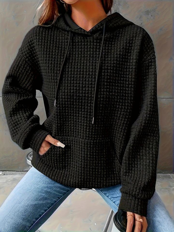Kvinnors hoodie i strukturerat våffelmönster med sidofickor Mirla-Eva Jonsson