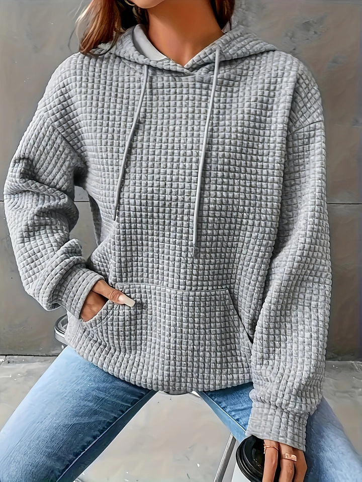 Kvinnors hoodie i strukturerat våffelmönster med sidofickor Mirla-Eva Jonsson