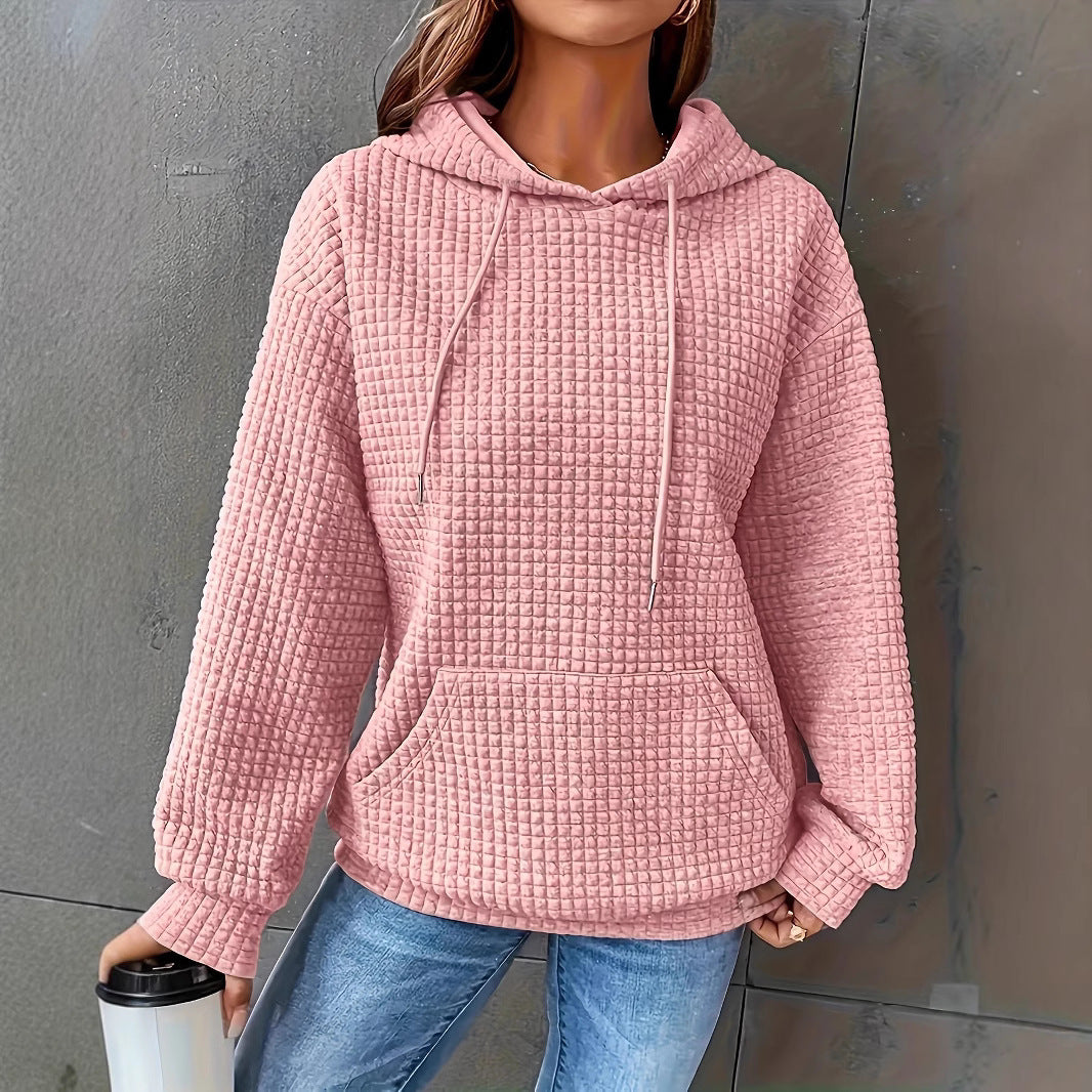 Kvinnors hoodie i strukturerat våffelmönster med sidofickor Mirla-Eva Jonsson