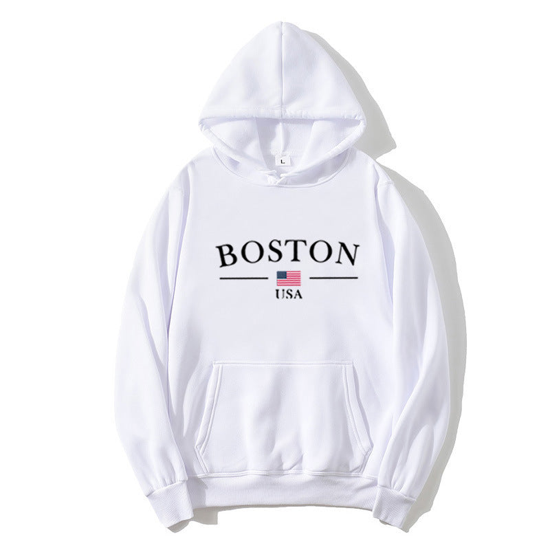 Kvinnors hoodie med Bostontryck Mirla-Eva Jonsson