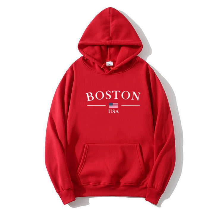 Kvinnors hoodie med Bostontryck Mirla-Eva Jonsson