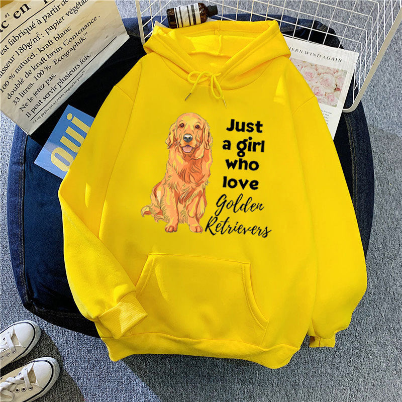 Kvinnors hoodie med älskande Golden Retriever-motiv Mirla-Eva Jonsson