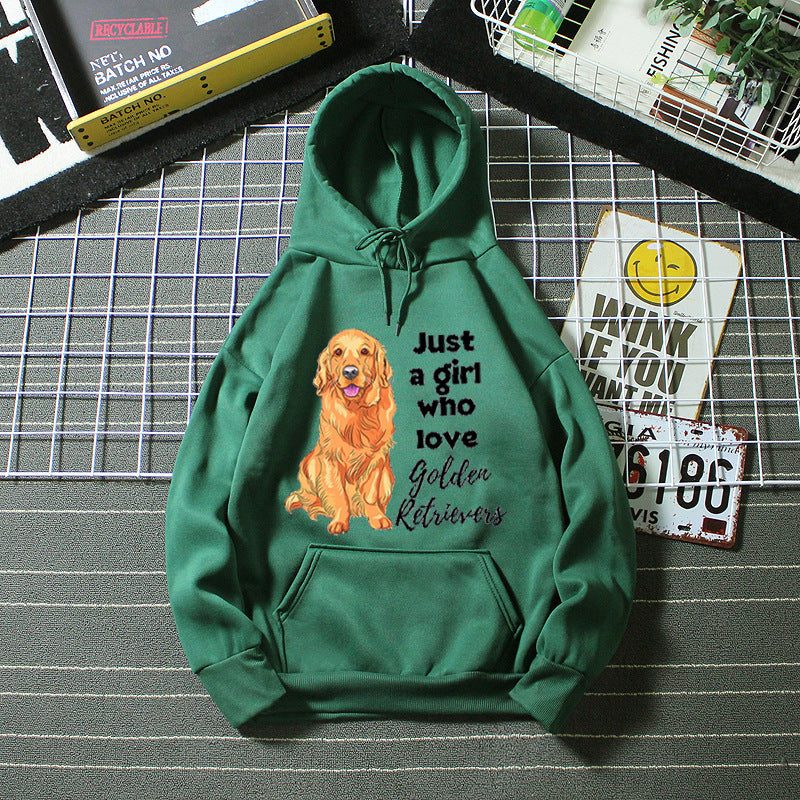 Kvinnors hoodie med älskande Golden Retriever-motiv Mirla-Eva Jonsson