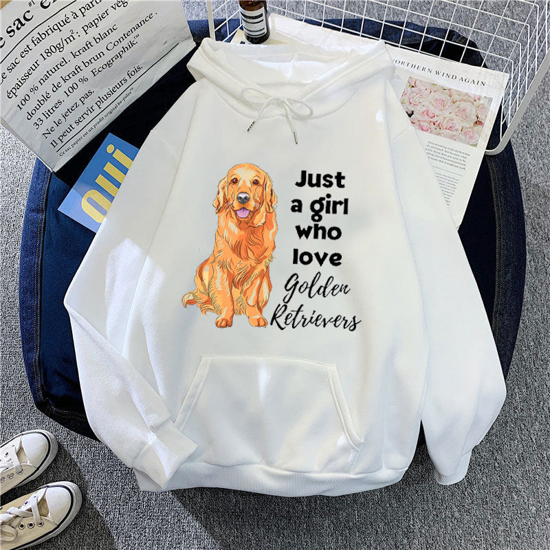 Kvinnors hoodie med älskande Golden Retriever-motiv Mirla-Eva Jonsson