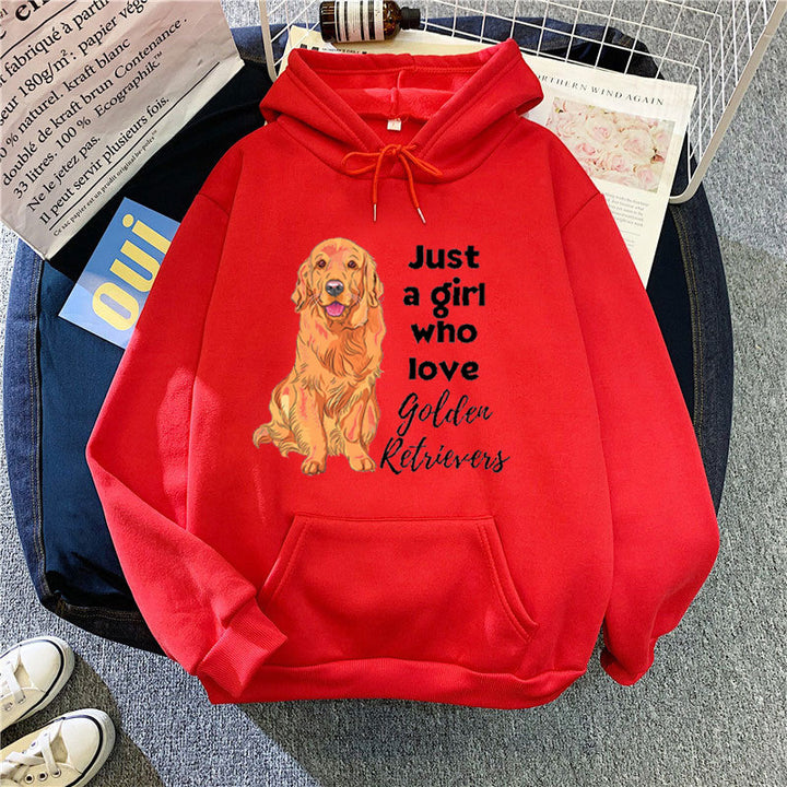 Kvinnors hoodie med älskande Golden Retriever-motiv Mirla-Eva Jonsson