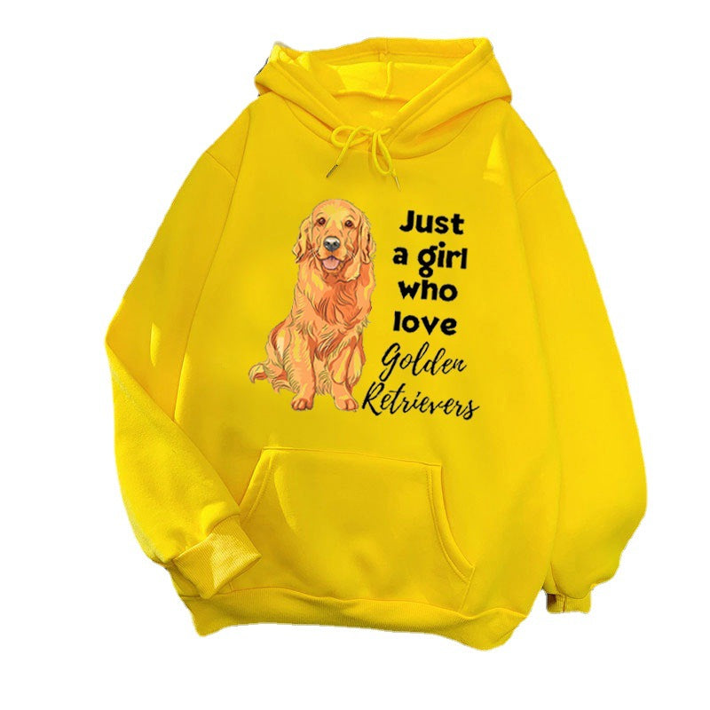 Kvinnors hoodie med älskande Golden Retriever-motiv Mirla-Eva Jonsson