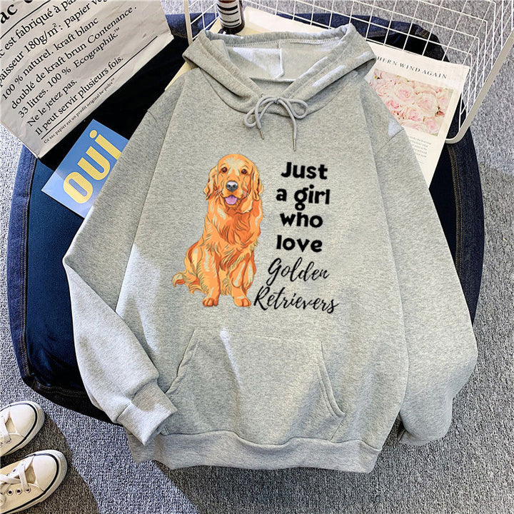 Kvinnors hoodie med älskande Golden Retriever-motiv Mirla-Eva Jonsson
