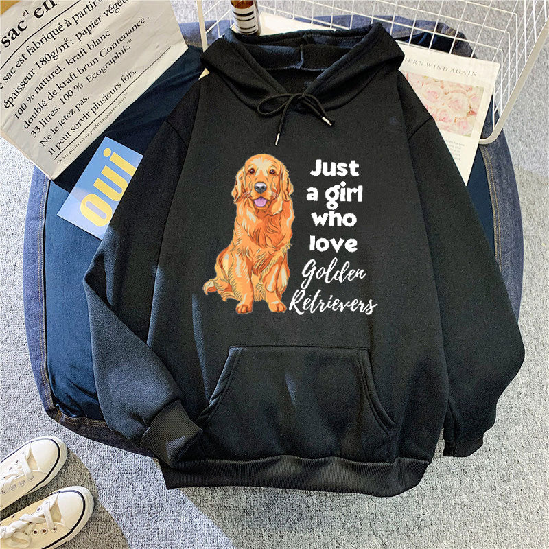 Kvinnors hoodie med älskande Golden Retriever-motiv Mirla-Eva Jonsson