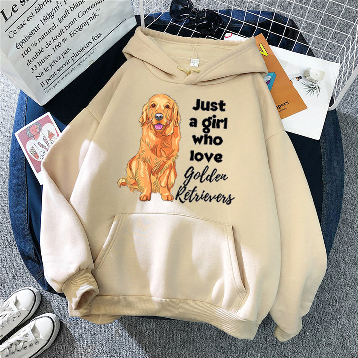 Kvinnors hoodie med älskande Golden Retriever-motiv Mirla-Eva Jonsson