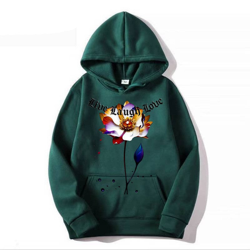 Kvinnors hoodie med blommig artisttryck Mirla-Eva Jonsson