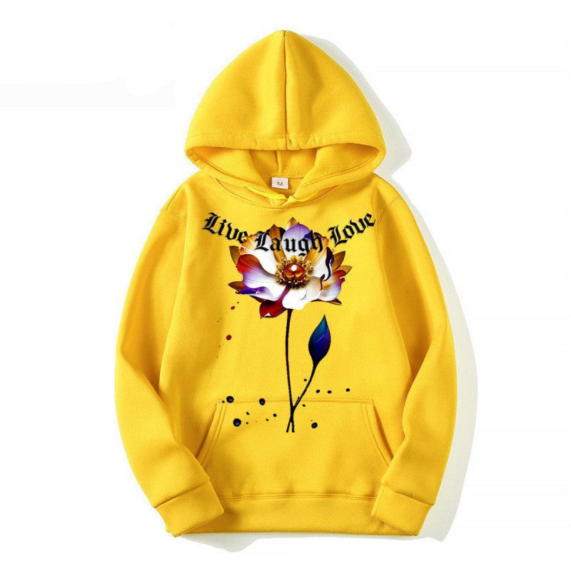 Kvinnors hoodie med blommig artisttryck Mirla-Eva Jonsson