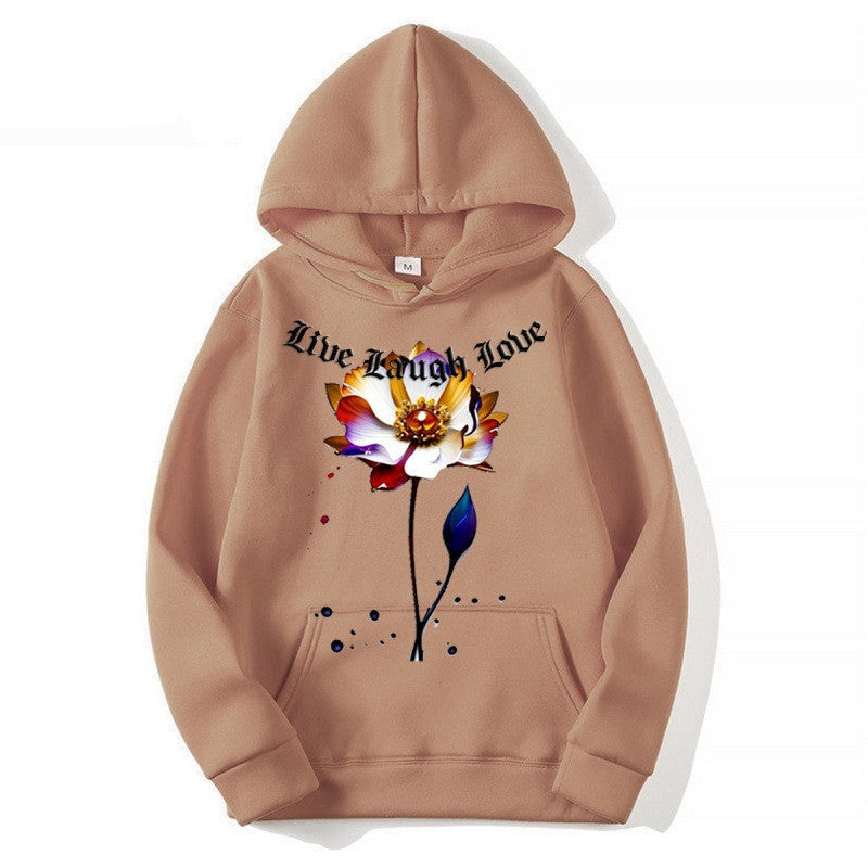 Kvinnors hoodie med blommig artisttryck Mirla-Eva Jonsson