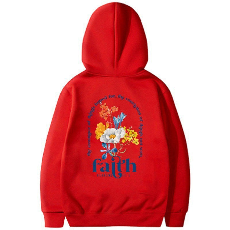 Kvinnors hoodie med blommig lettering och inspirerande design Mirla-Eva Jonsson