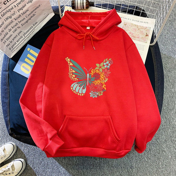 Kvinnors hoodie med blommigt fjärilsdesign Mirla-Eva Jonsson