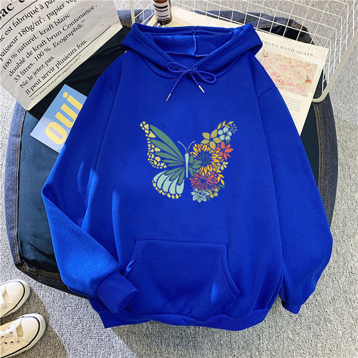 Kvinnors hoodie med blommigt fjärilsdesign Mirla-Eva Jonsson