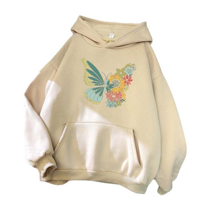 Kvinnors hoodie med blommigt fjärilsdesign Mirla-Eva Jonsson
