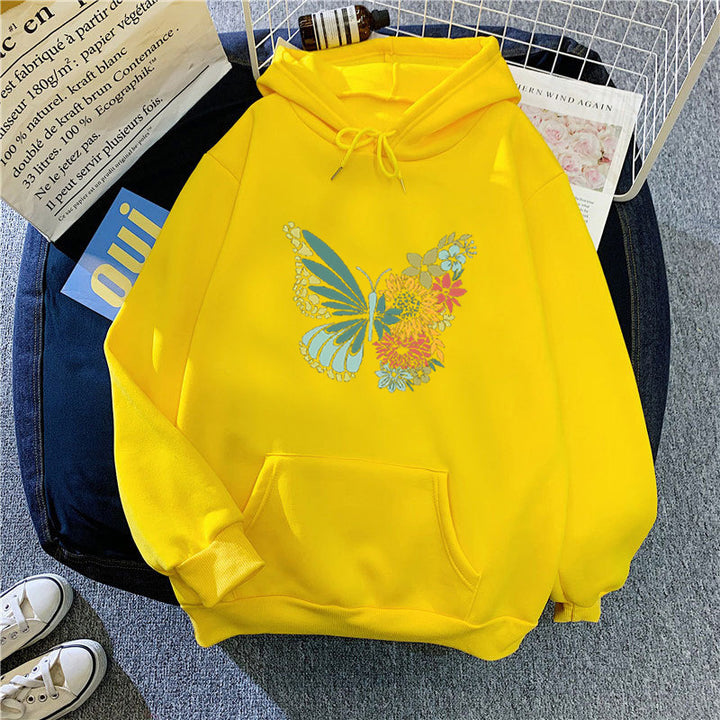 Kvinnors hoodie med blommigt fjärilsdesign Mirla-Eva Jonsson