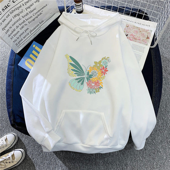 Kvinnors hoodie med blommigt fjärilsdesign Mirla-Eva Jonsson