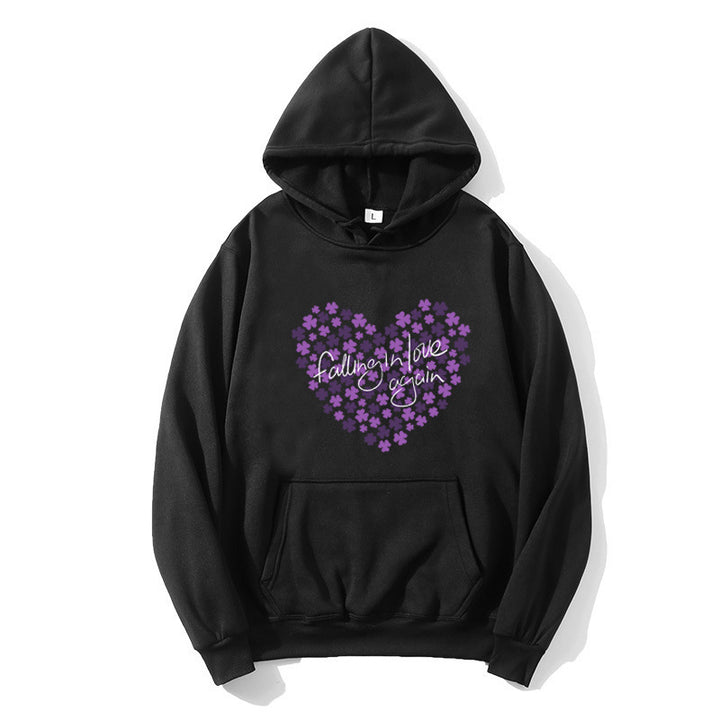 Kvinnors hoodie med blommigt hjärta design Mirla-Eva Jonsson