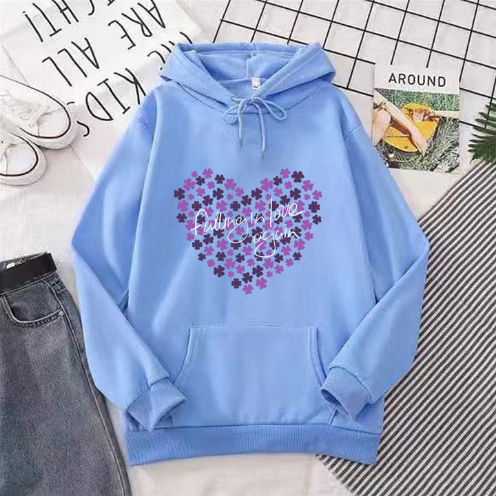 Kvinnors hoodie med blommigt hjärta design Mirla-Eva Jonsson