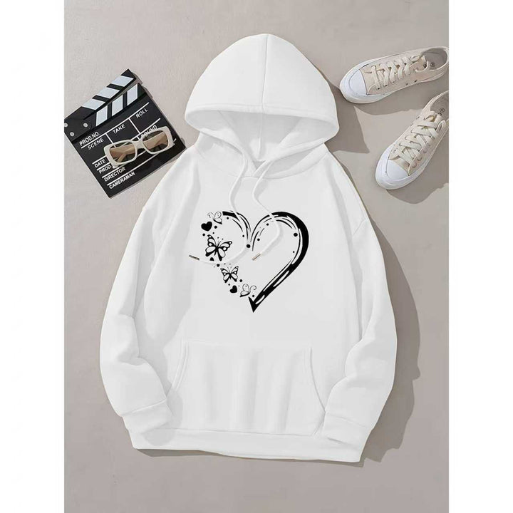 Kvinnors hoodie med blommigt hjärta och fjärilsdesign Mirla-Eva Jonsson