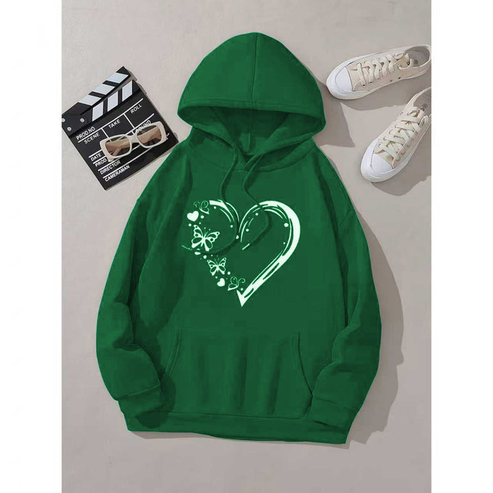 Kvinnors hoodie med blommigt hjärta och fjärilsdesign Mirla-Eva Jonsson