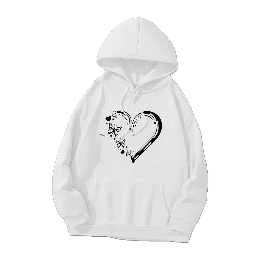 Kvinnors hoodie med blommigt hjärta och fjärilsdesign Mirla-Eva Jonsson