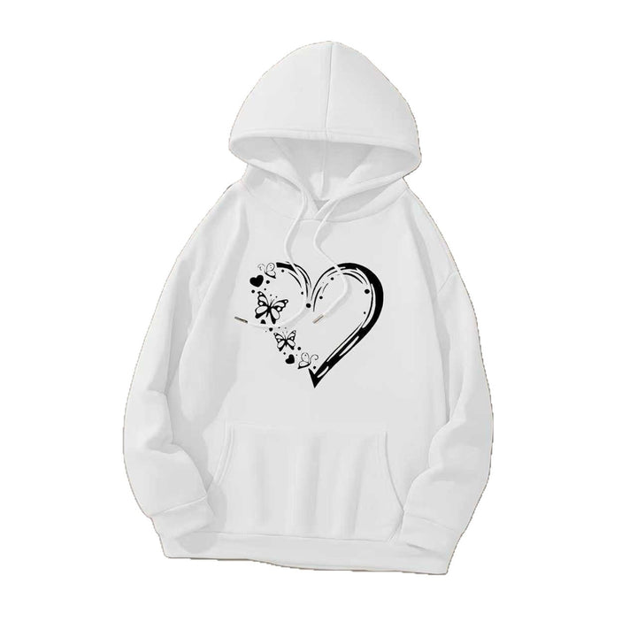 Kvinnors hoodie med blommigt hjärta och fjärilsdesign Mirla-Eva Jonsson