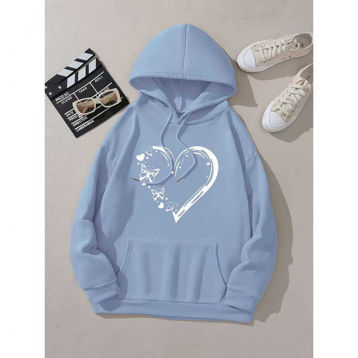 Kvinnors hoodie med blommigt hjärta och fjärilsdesign Mirla-Eva Jonsson