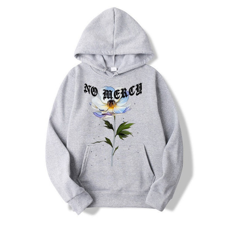 Kvinnors hoodie med blommigt tryck och framträdande text Mirla-Eva Jonsson